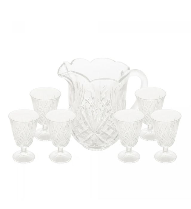 CJ 7PC JARRA C/6 TACAS DE CRISTAL DE CHUMBO DUBLIN