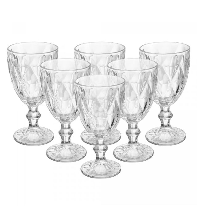 JOGO TACA C/6 PARA AGUA DIAMOND 320ML VIDRO